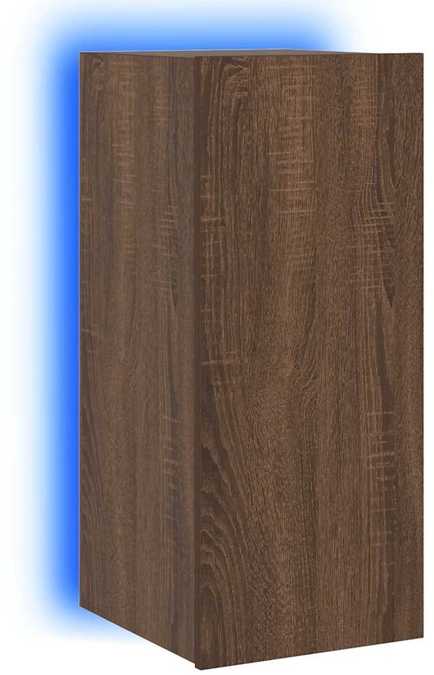 TV staliukas Sieninė TV spintelė su LED lemputėmis, ruda, 30,5x35x70cm