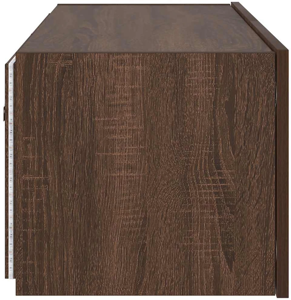 TV staliukas Sieninė TV spintelė su LED lemputėmis, ruda ąžuolo, 80x35x31cm