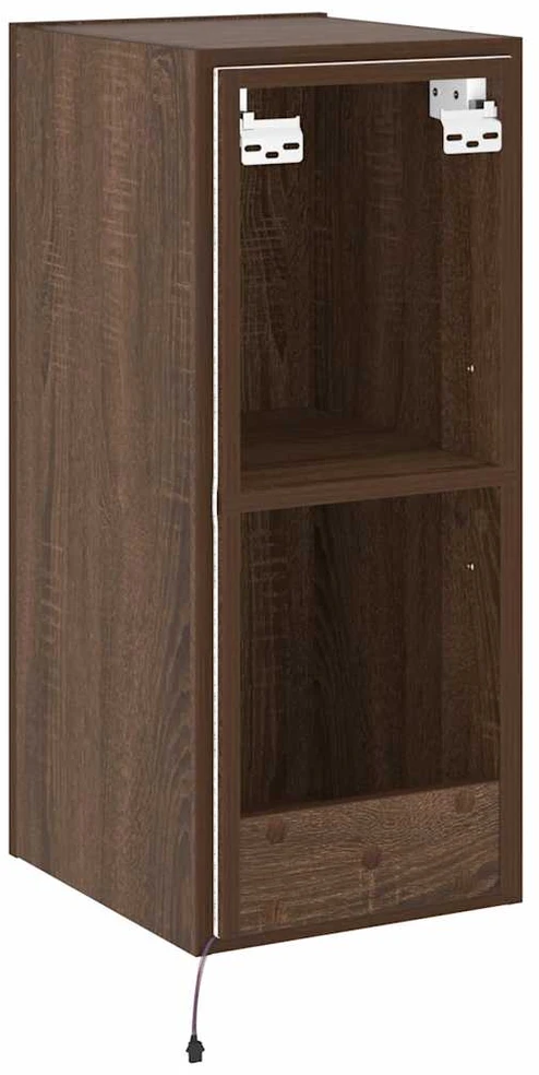 TV staliukas Sieninė TV spintelė su LED lemputėmis, ruda, 30,5x35x70cm