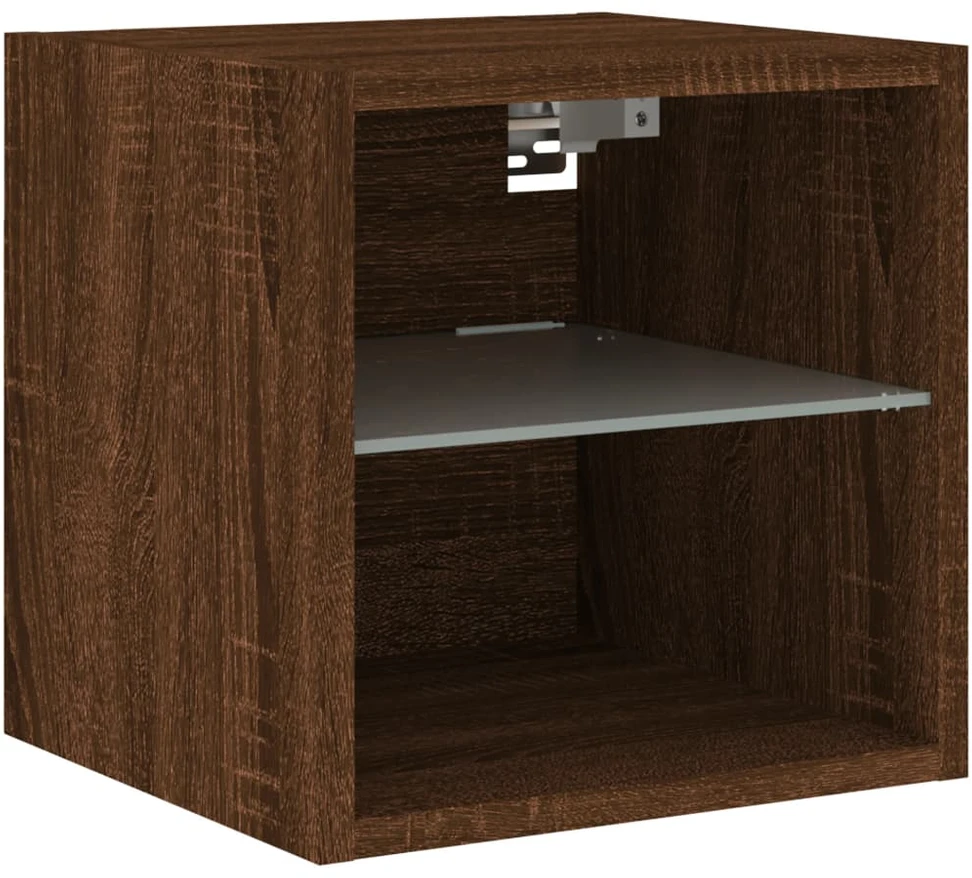 TV staliukas Sieninė TV spintelė su LED lemputėmis, ruda, 30x28,5x30cm