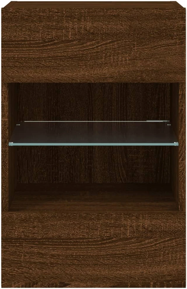 TV staliukas Sieninė TV spintelė su LED lemputėmis, ruda, 40x30x60,5cm