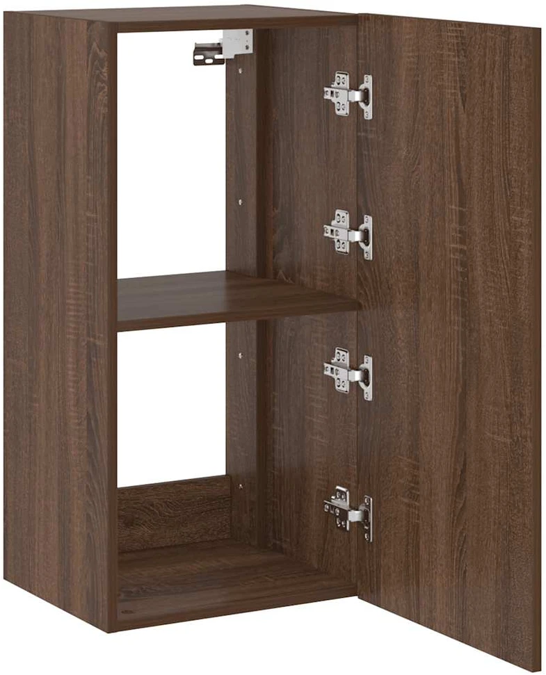 TV staliukas Sieninė TV spintelė su LED lemputėmis, ruda, 40,5x35x80cm