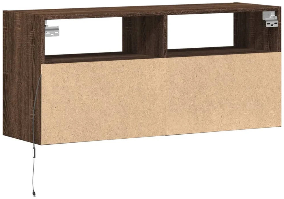 TV staliukas Sieninė TV spintelė su LED lemputėmis, ruda ąžuolo, 100x31x45cm