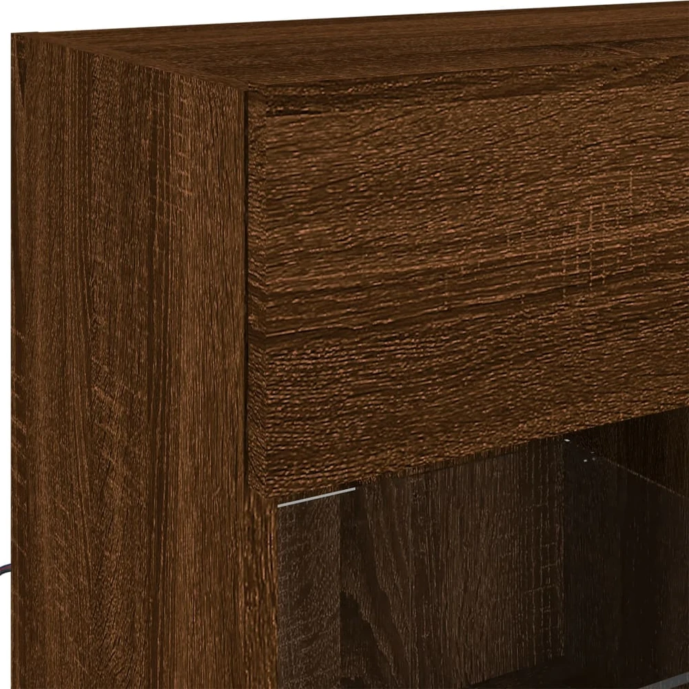 TV staliukas Sieninė TV spintelė su LED lemputėmis, ruda, 78,5x30x60,5cm
