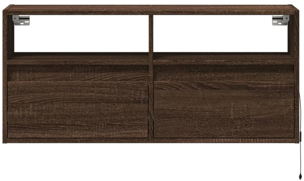 TV staliukas Sieninė TV spintelė su LED lemputėmis, ruda ąžuolo, 100x31x45cm