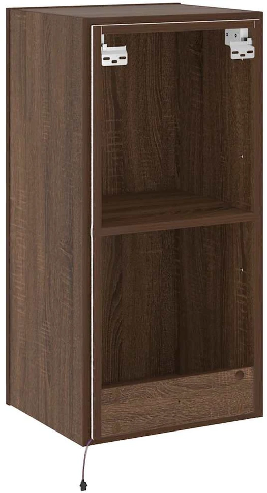 TV staliukas Sieninė TV spintelė su LED lemputėmis, ruda, 40,5x35x80cm