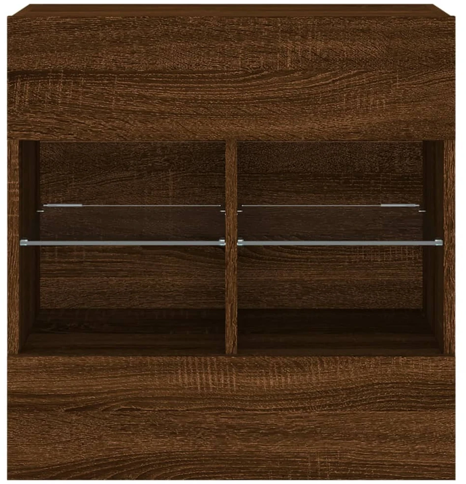 TV staliukas Sieninė TV spintelė su LED lemputėmis, ruda, 58,5x30x60,5cm