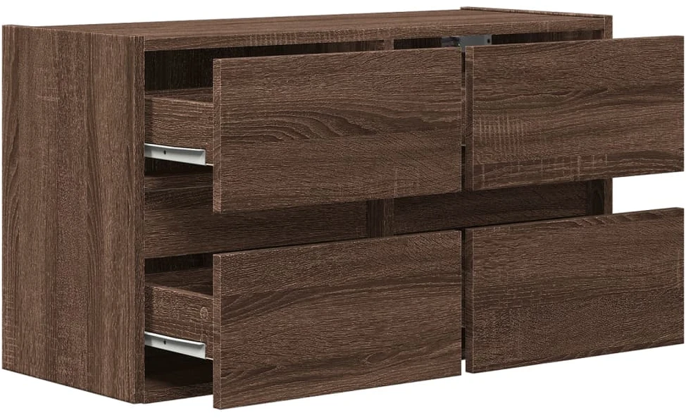 TV staliukas Sieninė TV spintelė su LED lemputėmis, ruda ąžuolo, 80x31x45cm