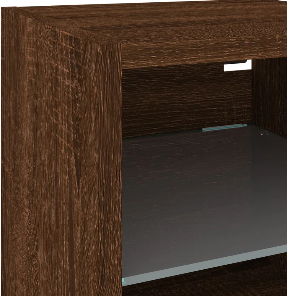 TV staliukas Sieninė TV spintelė su LED lemputėmis, ruda, 30x28,5x30cm
