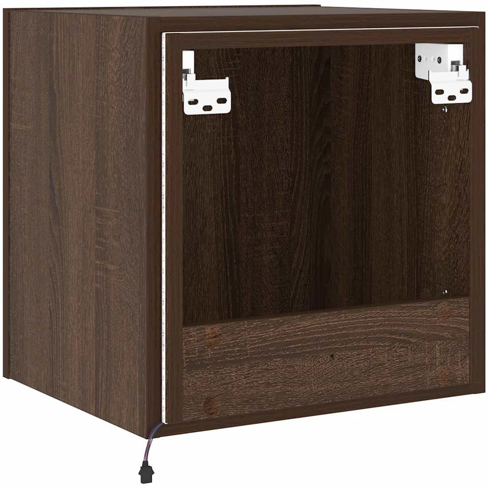 TV staliukas Sieninė TV spintelė su LED lemputėmis, ruda, 40,5x35x40cm