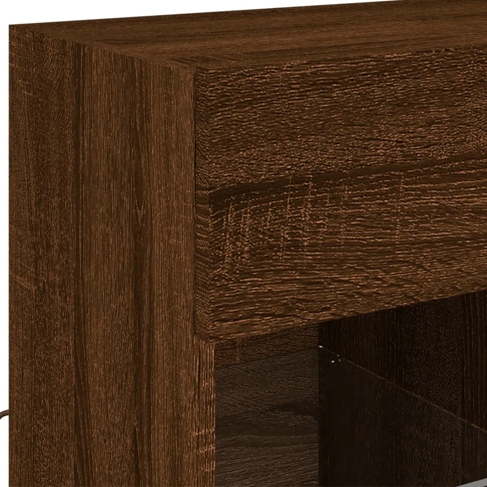TV staliukas Sieninė TV spintelė su LED lemputėmis, ruda, 58,5x30x60,5cm