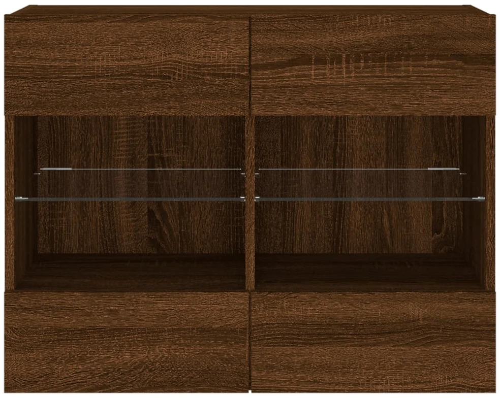 TV staliukas Sieninė TV spintelė su LED lemputėmis, ruda, 78,5x30x60,5cm