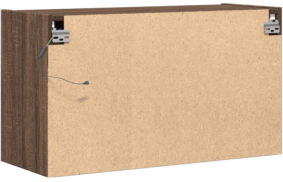 TV staliukas Sieninė TV spintelė su LED lemputėmis, ruda ąžuolo, 80x31x45cm