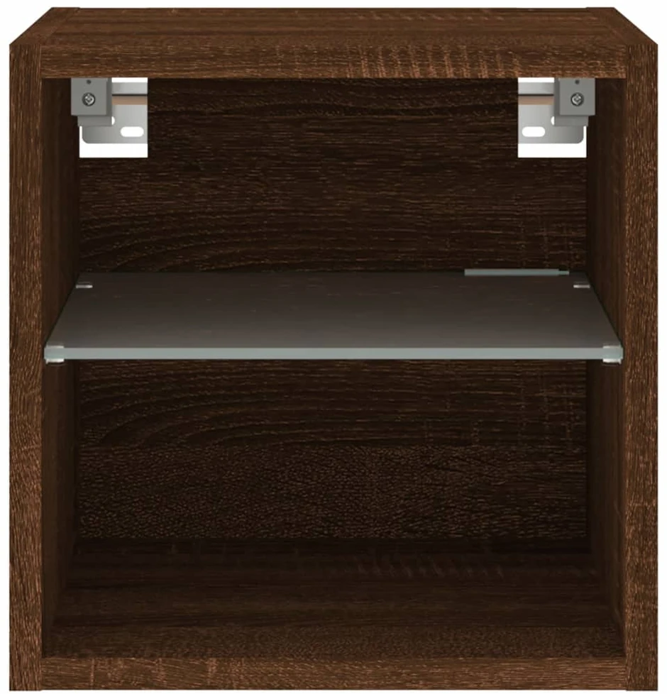 TV staliukas Sieninė TV spintelė su LED lemputėmis, ruda, 30x28,5x30cm