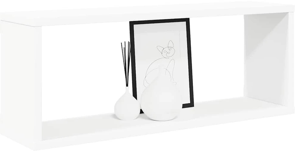 Sieninės lentynos, 2vnt., baltos, 60x15x23cm, apdirbta mediena