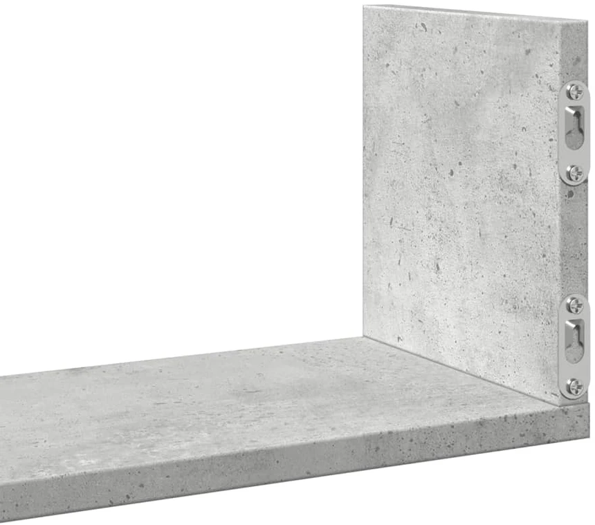 Sieninės lentynos, 3vnt., betono, 80x18x18cm, apdirbta mediena