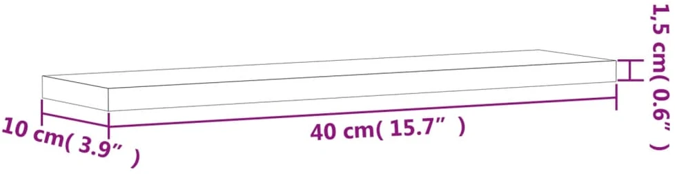 Sieninės lentynos, 4vnt., dūminio ąžuolo, 40x10x1,5cm, mediena