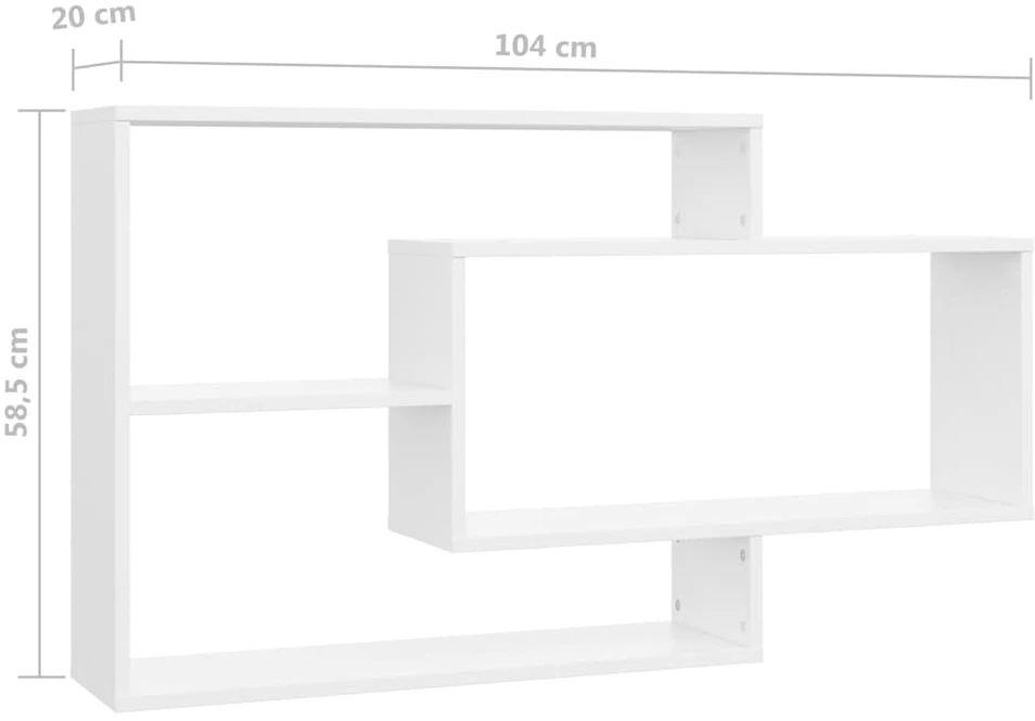 Sieninės lentynos, baltos, 104x20x58,5 cm, apdirbta mediena