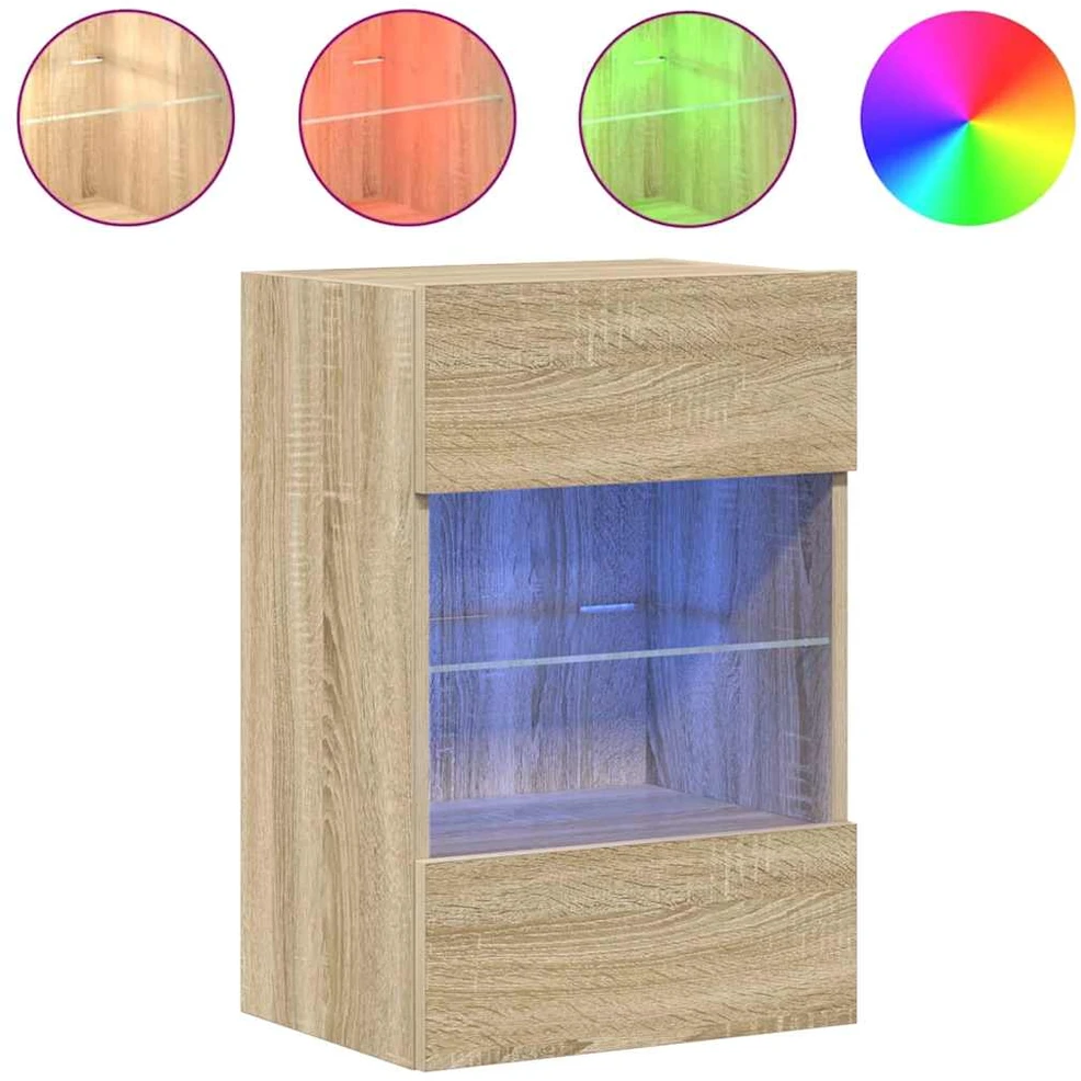 TV staliukas Sieninės TV spintelės su LED, 2vnt., ąžuolo, 40x30x60,5cm