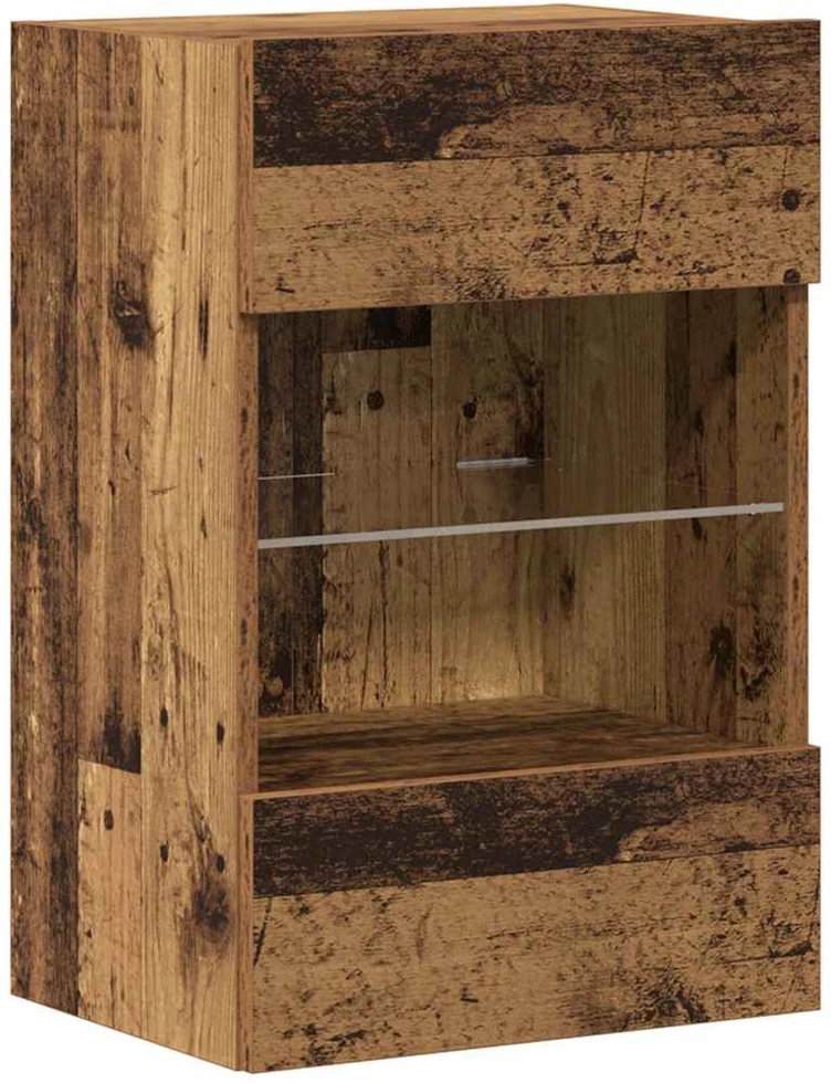 TV staliukas Sieninės spintelės su LED apšvietimu televizoriui 2 vnt, 40x30x60,5 cm