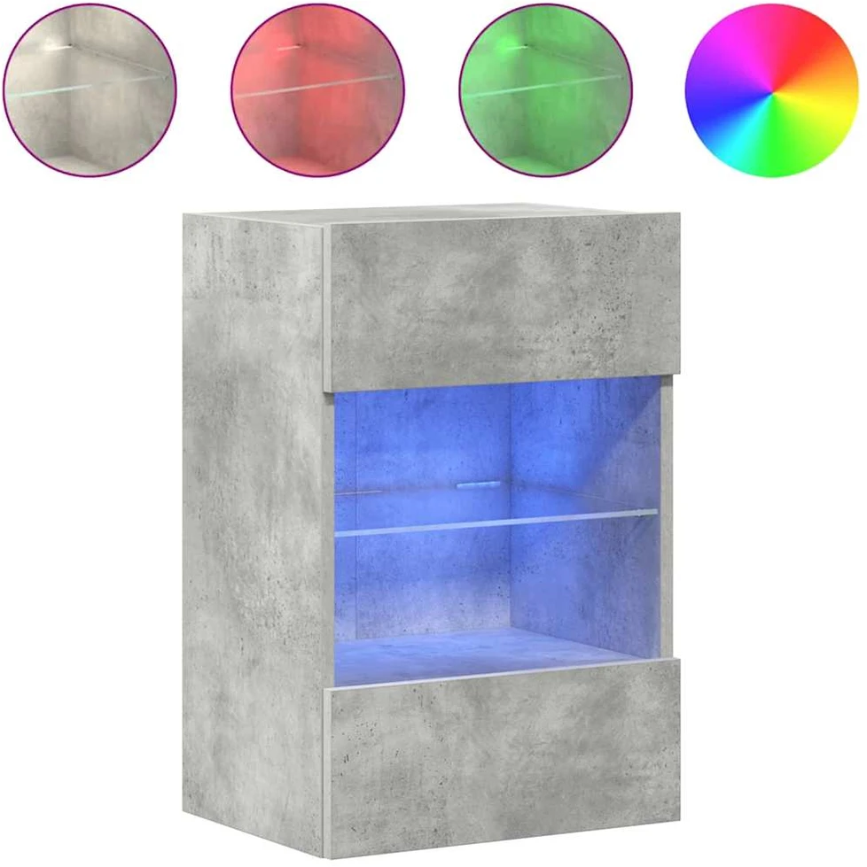 TV staliukas Sieninės TV spintelės su LED, 2vnt., betono, 40x30x60,5cm