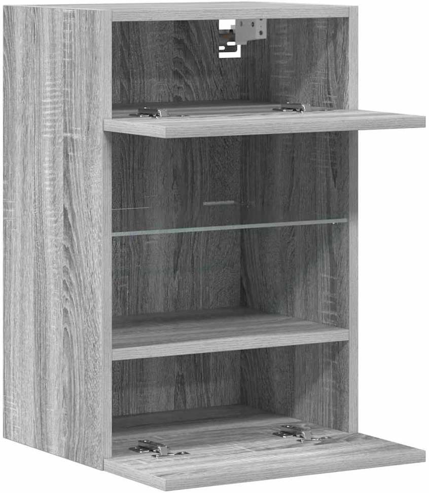TV staliukas Sieninės TV spintelės su LED, 2vnt., pilkos, 40x30x60,5cm