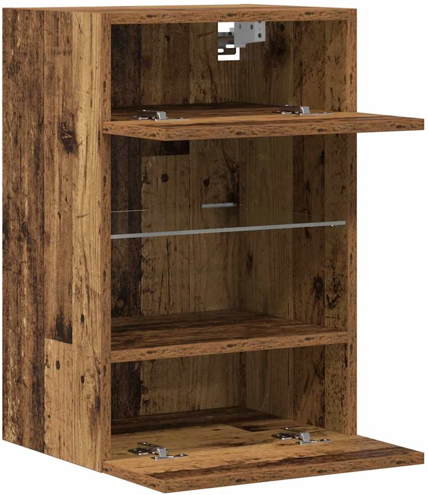 TV staliukas Sieninės spintelės su LED apšvietimu televizoriui 2 vnt, 40x30x60,5 cm