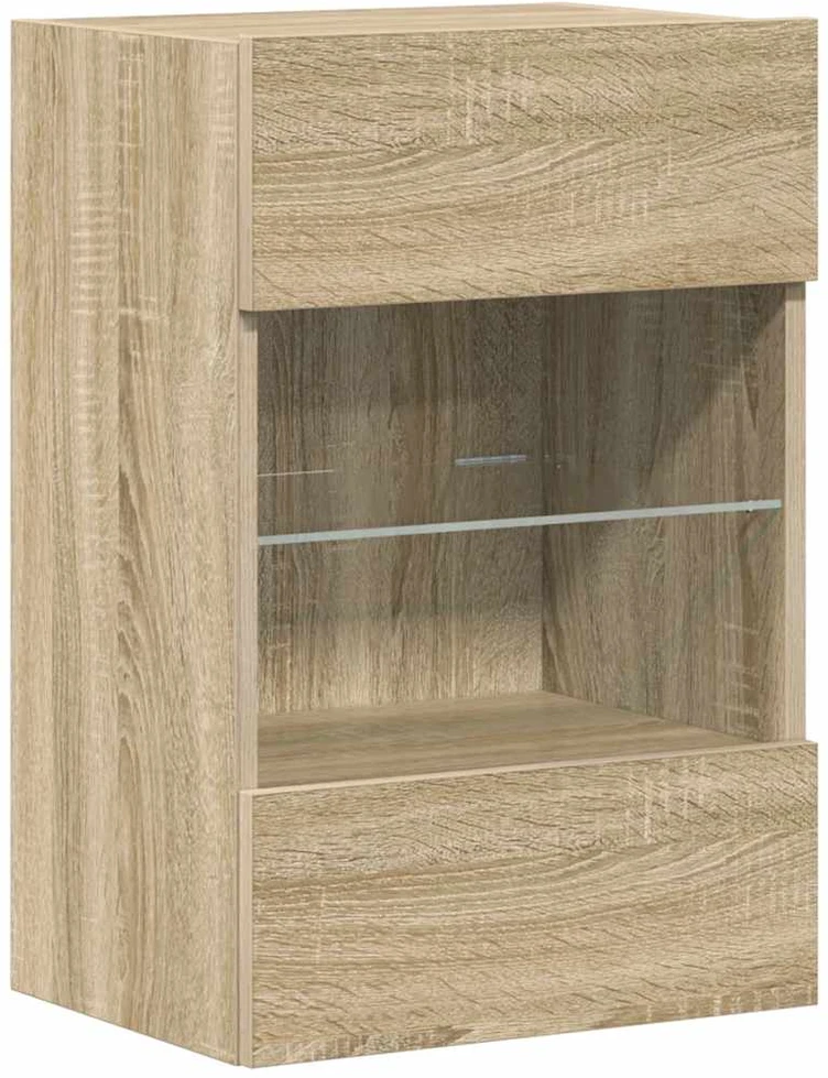 TV staliukas Sieninės TV spintelės su LED, 2vnt., ąžuolo, 40x30x60,5cm