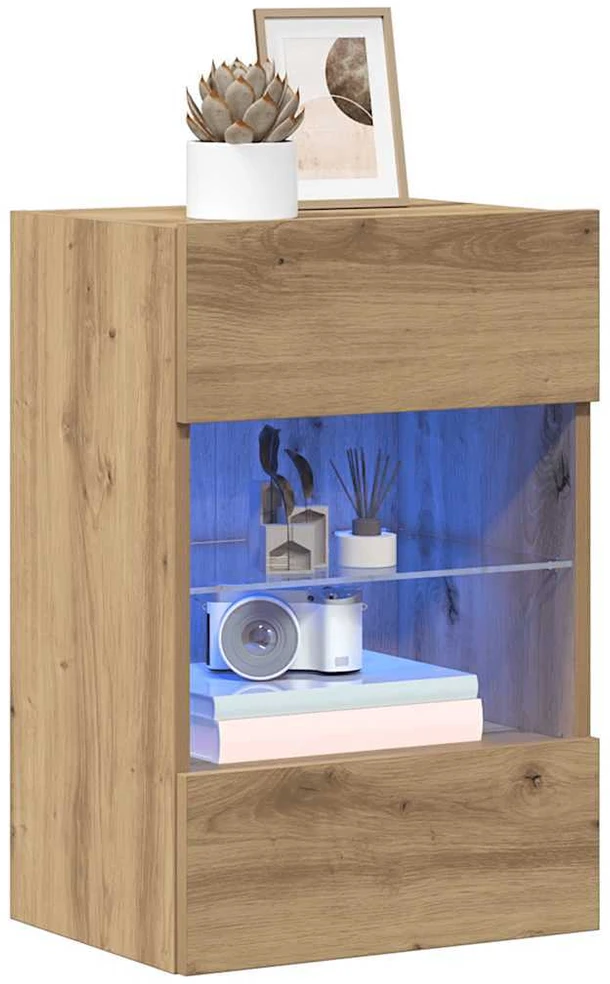 TV staliukas Sieninės spintelės su LED apšvietimu televizoriui, 2vnt., artisano, 40x30x60,5cm