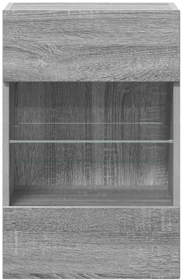 TV staliukas Sieninės TV spintelės su LED, 2vnt., pilkos, 40x30x60,5cm