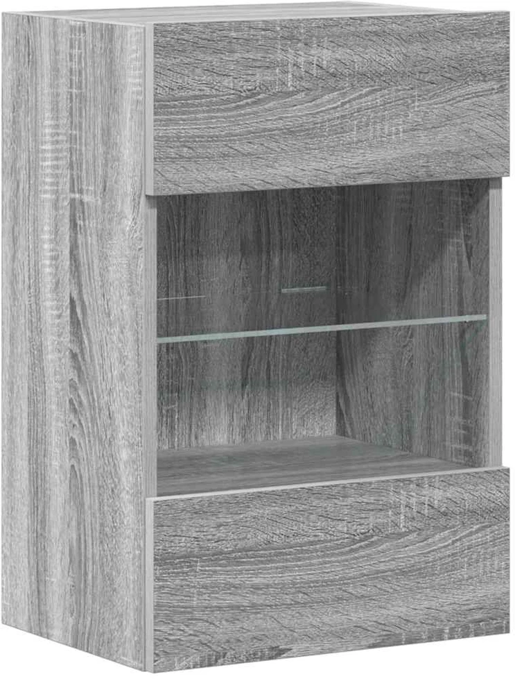 TV staliukas Sieninės TV spintelės su LED, 2vnt., pilkos, 40x30x60,5cm