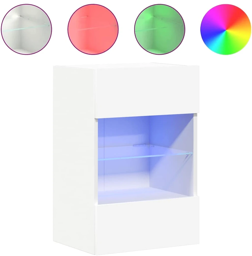 TV staliukas Sieninės TV spintelės su LED, 2vnt., baltos, 40x30x60,5cm