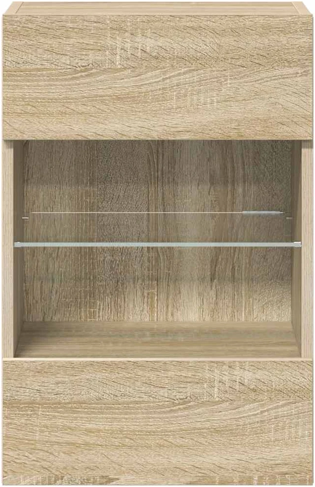 TV staliukas Sieninės TV spintelės su LED, 2vnt., ąžuolo, 40x30x60,5cm