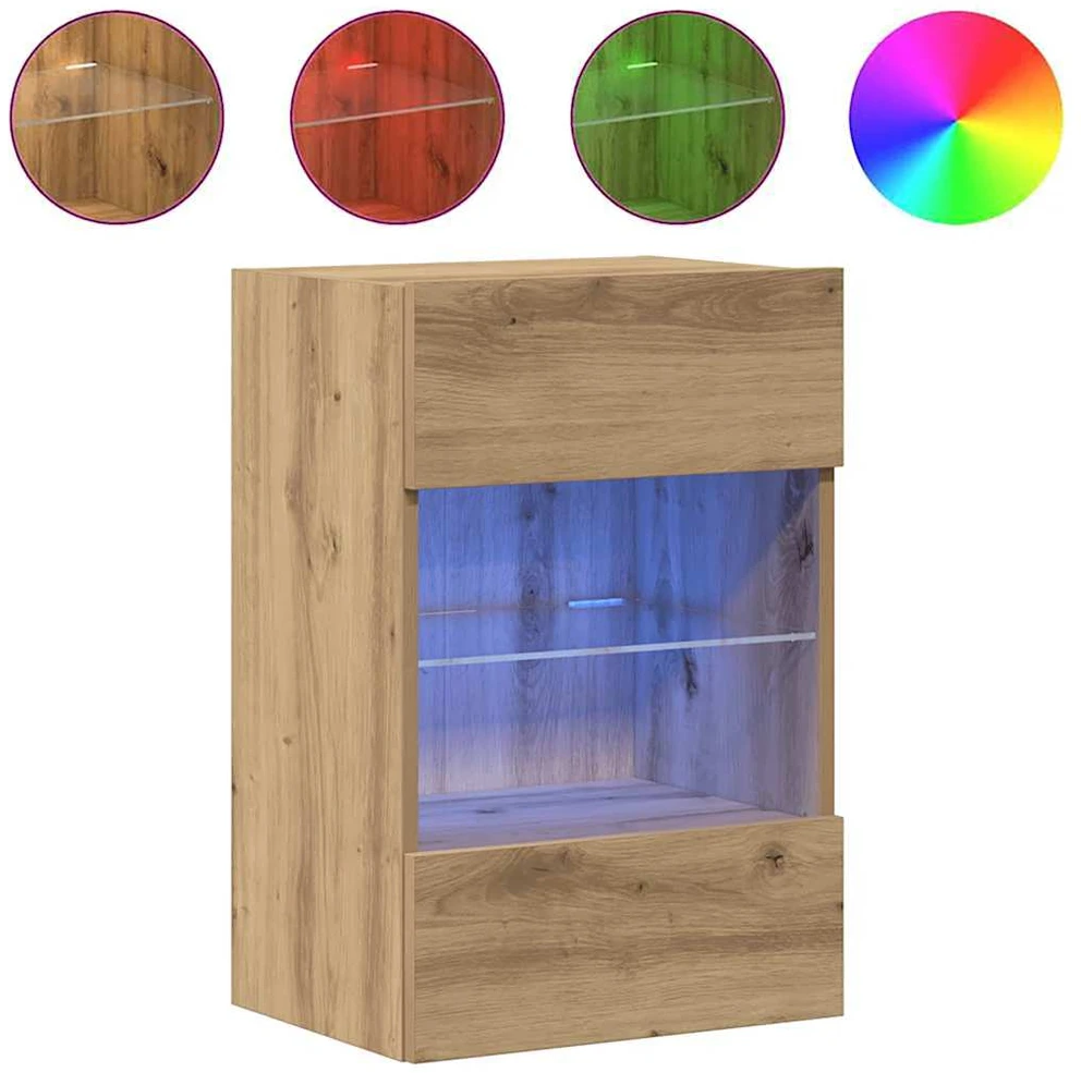 TV staliukas Sieninės spintelės su LED apšvietimu televizoriui, 2vnt., artisano, 40x30x60,5cm
