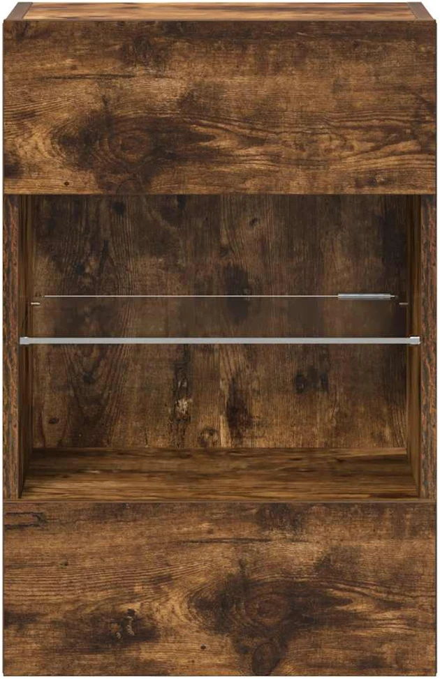 TV staliukas Sieninės TV spintelės su LED, 2vnt., dūminės, 40x30x60,5cm