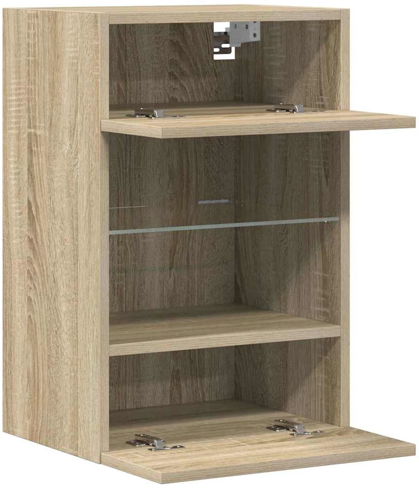 TV staliukas Sieninės TV spintelės su LED, 2vnt., ąžuolo, 40x30x60,5cm