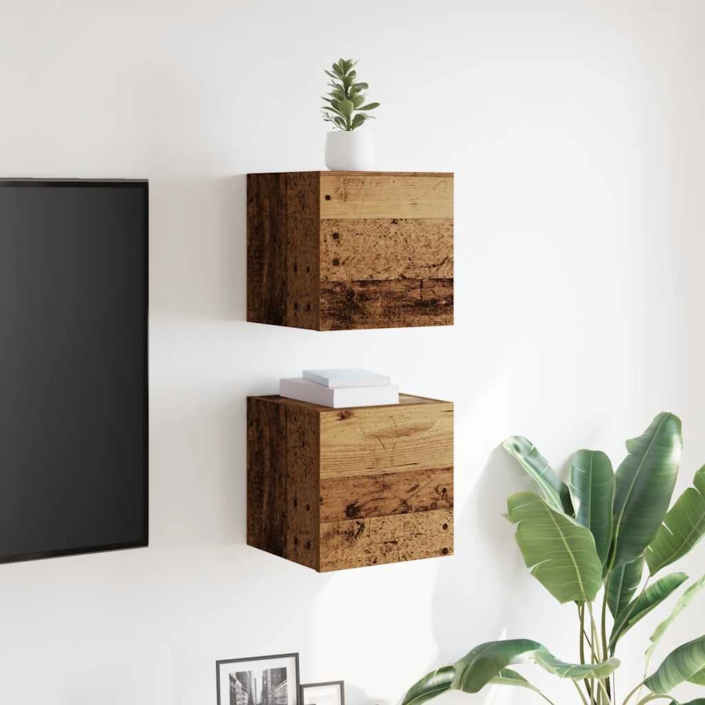 TV staliukas Sieninės televizoriaus spintelės, 2vnt., medienos, 30,5x30x30cm