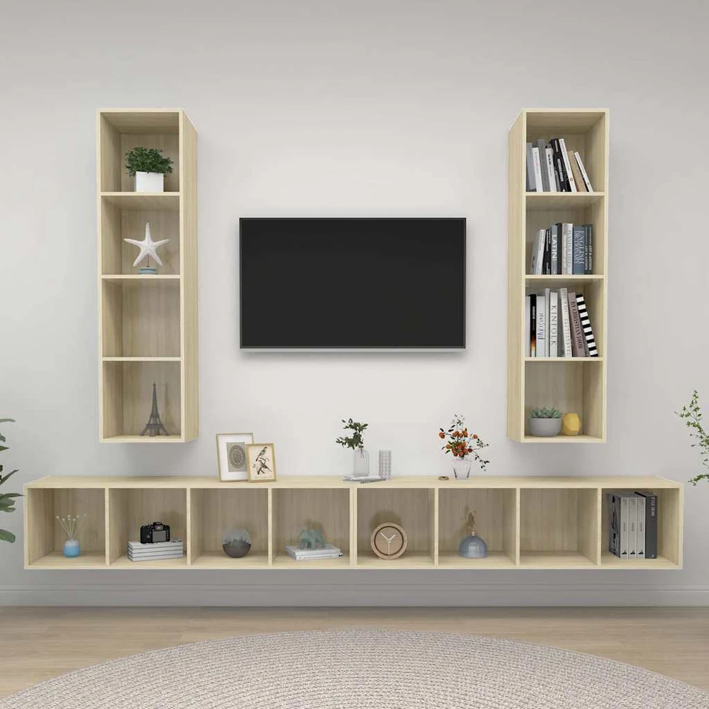 TV staliukas Sieninės televizoriaus spintelės, 4vnt., ąžuolo, mediena