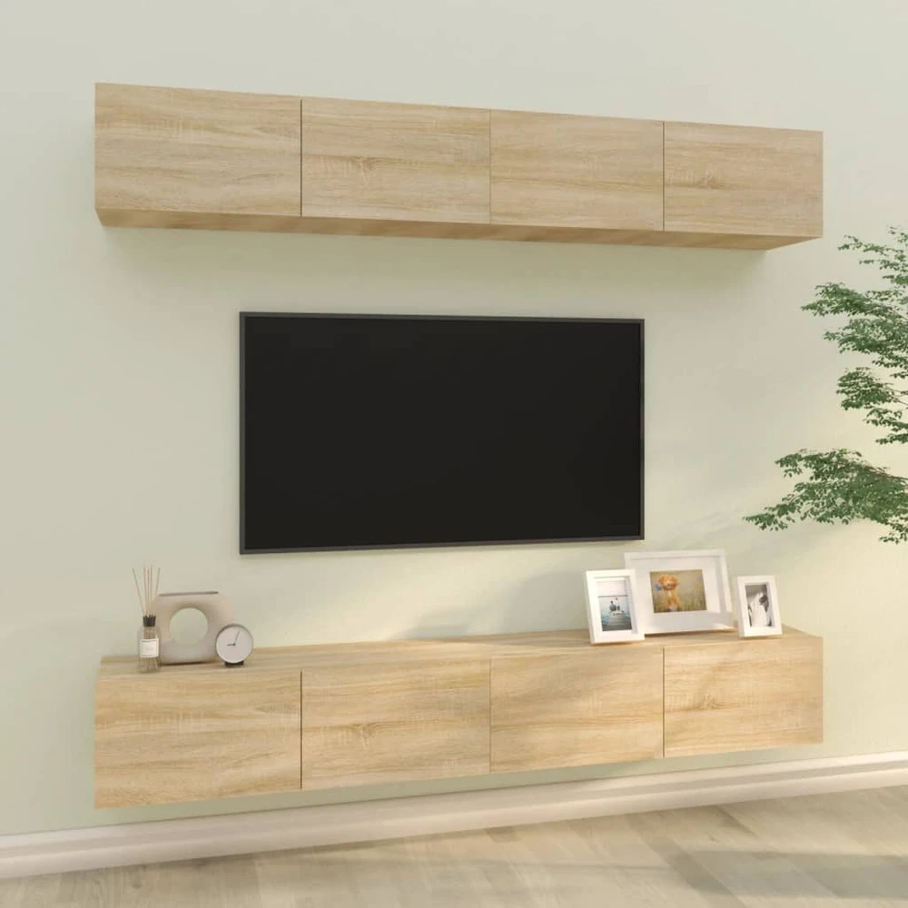 TV staliukas Sieninės televizoriaus spintelės, 4vnt., ąžuolo, 100x30x30cm