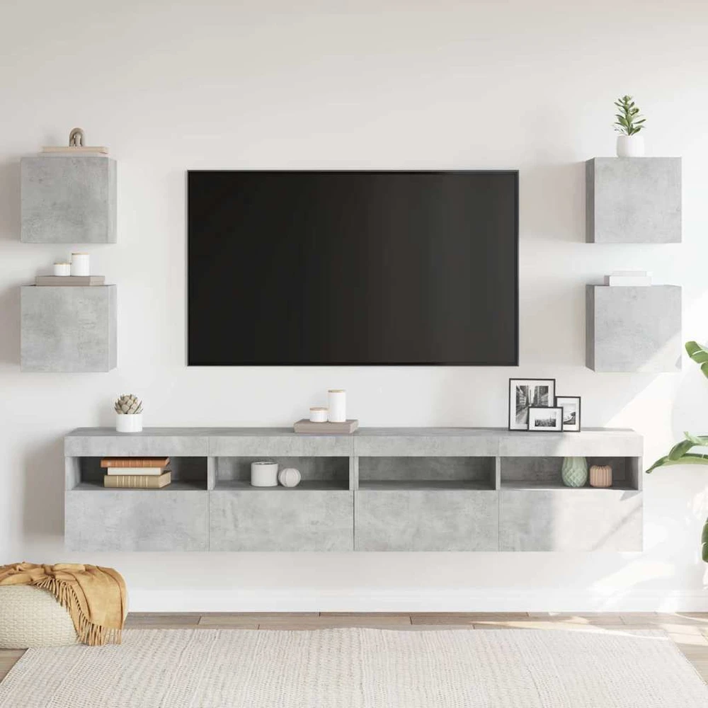 TV staliukas Sieninės televizoriaus spintelės, 4vnt., pilkos, 30,5x30x30cm