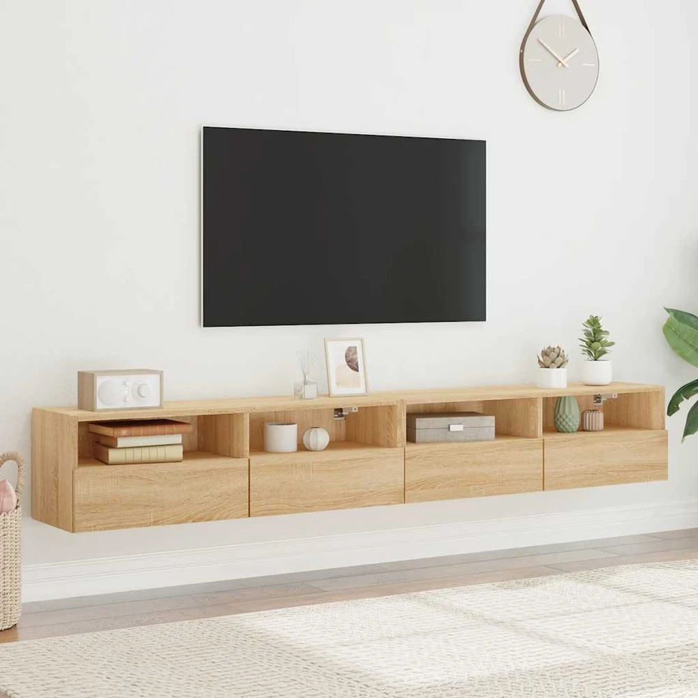 TV staliukas Sieninės TV spintelės, 2vnt., ąžuolo, 100x30x30cm, mediena