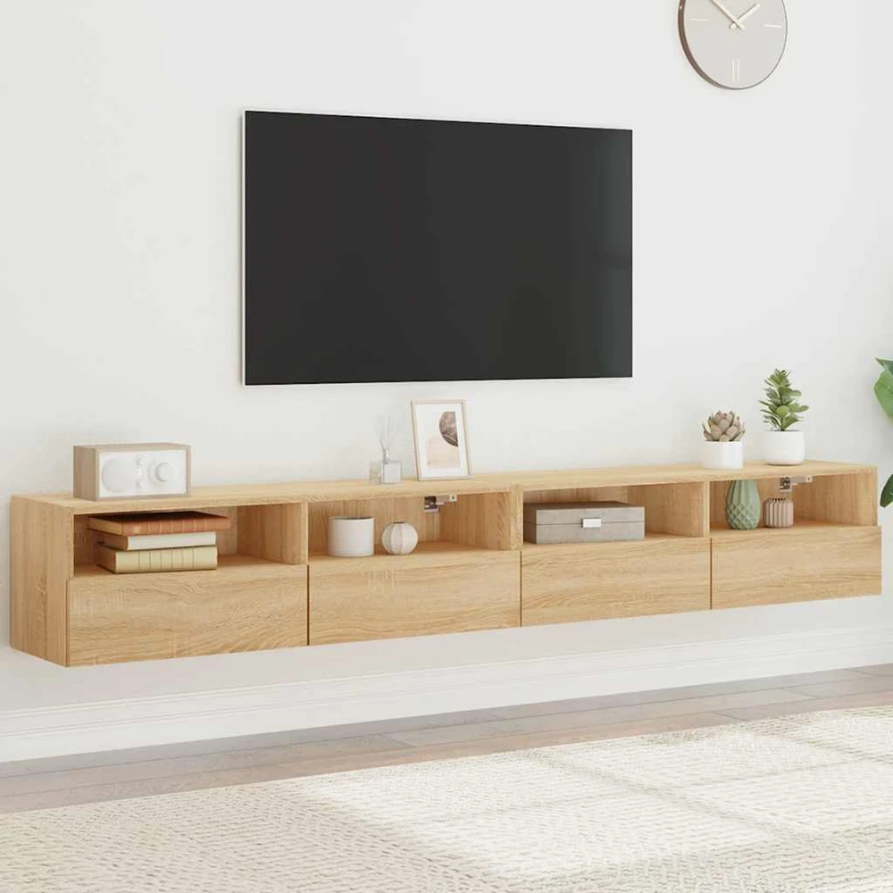 TV staliukas Sieninės TV spintelės, 2vnt., ąžuolo, 100x30x30cm, mediena