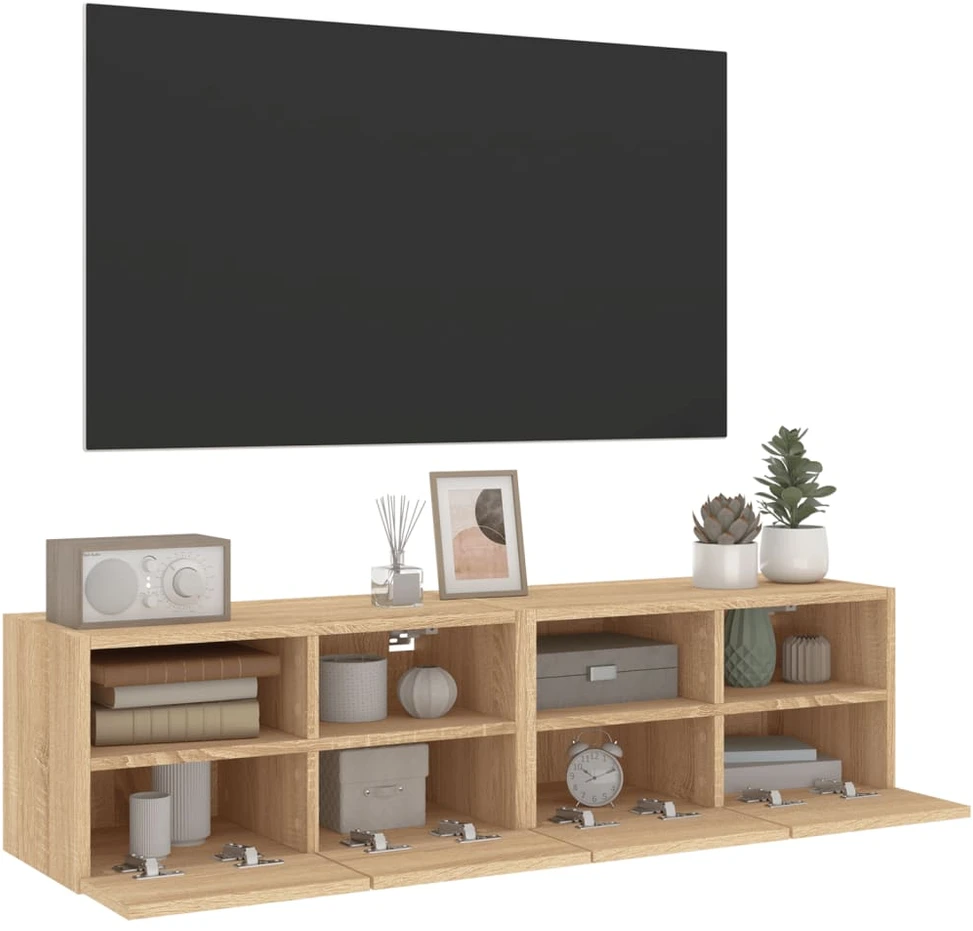 TV staliukas Sieninės TV spintelės, 2vnt., ąžuolo, 60x30x30cm, mediena