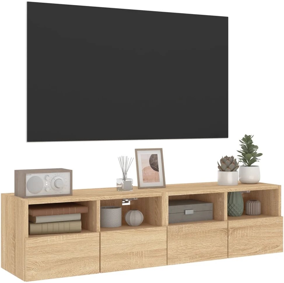 TV staliukas Sieninės TV spintelės, 2vnt., ąžuolo, 60x30x30cm, mediena