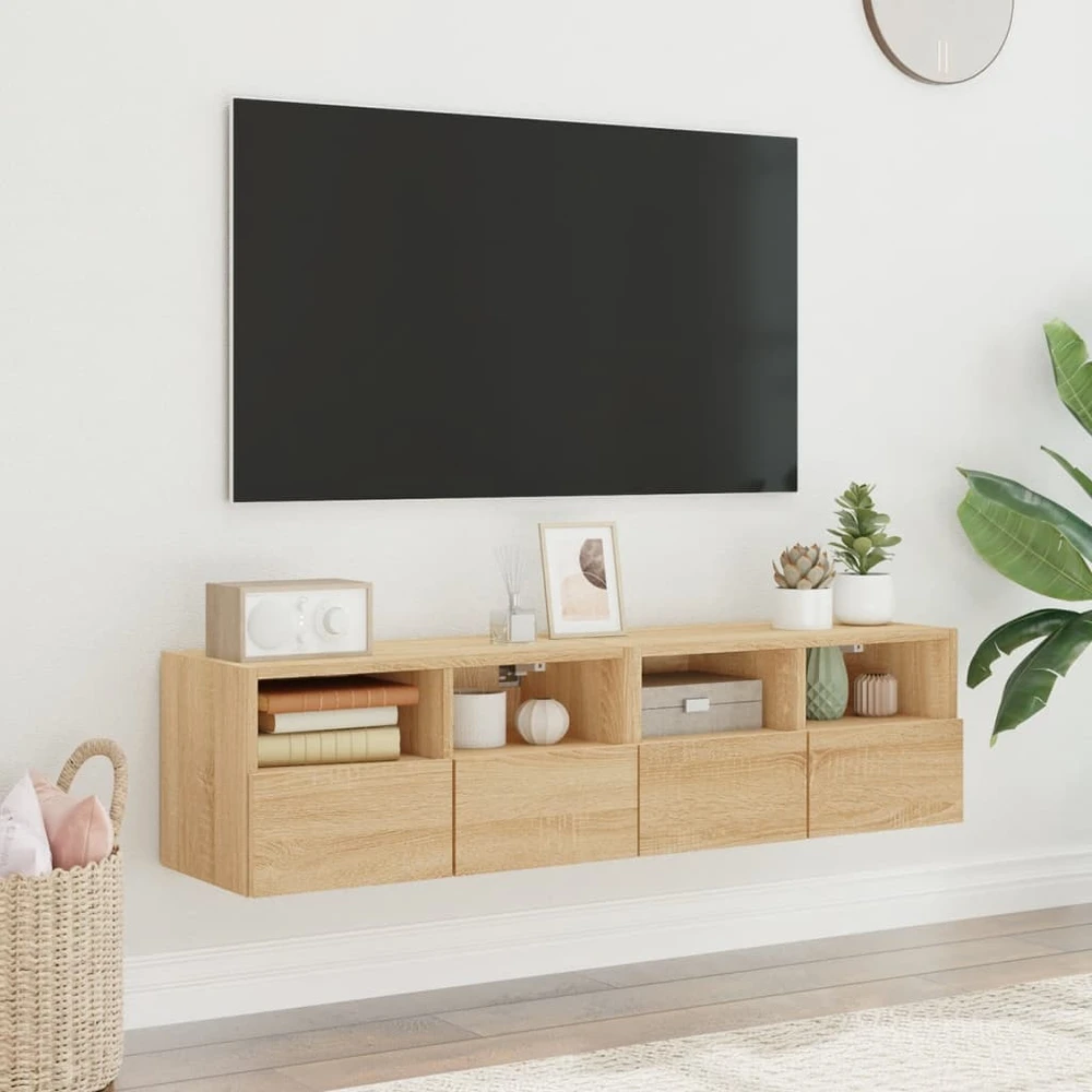TV staliukas Sieninės TV spintelės, 2vnt., ąžuolo, 60x30x30cm, mediena