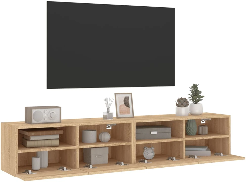 TV staliukas Sieninės TV spintelės, 2vnt., ąžuolo, 80x30x30cm, mediena