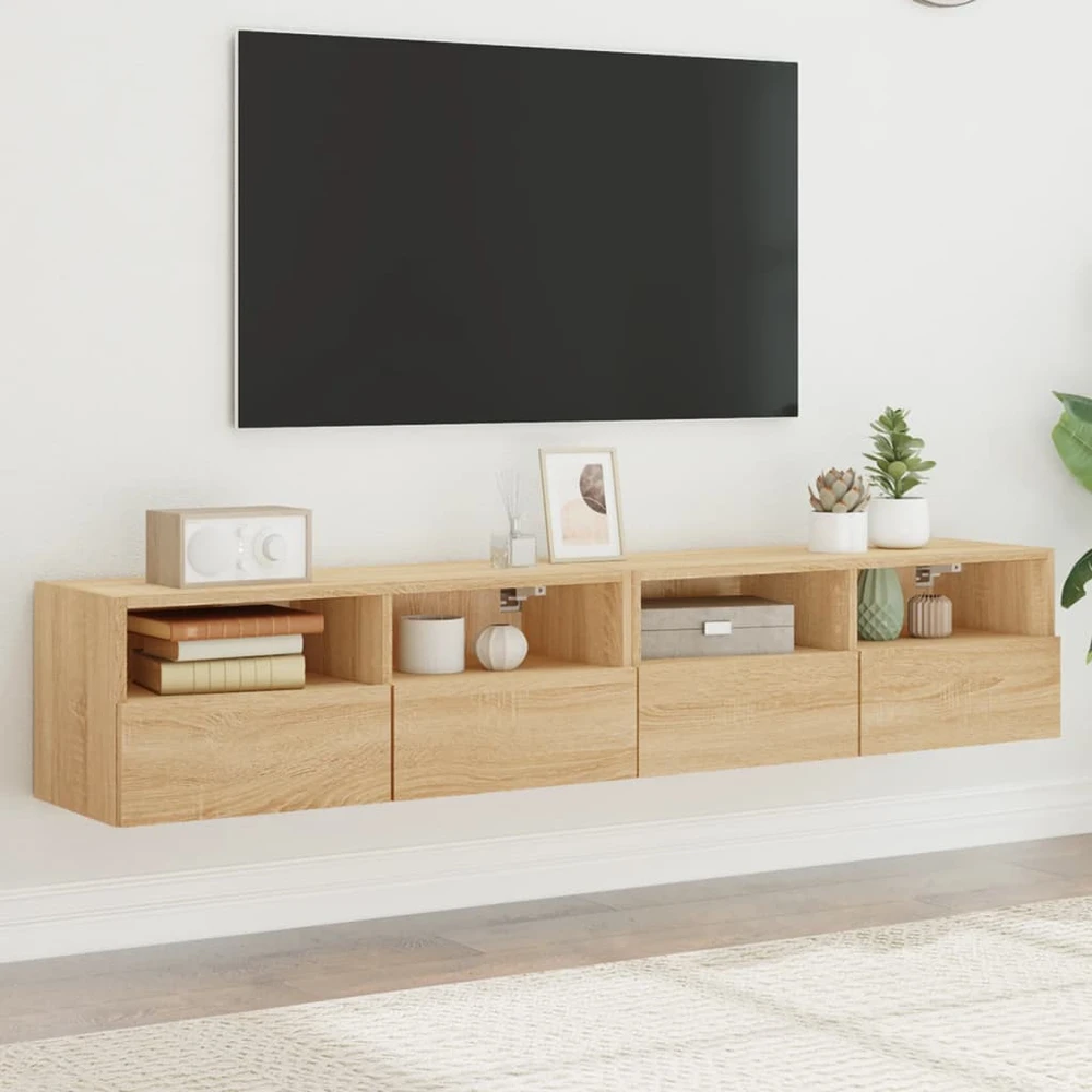 TV staliukas Sieninės TV spintelės, 2vnt., ąžuolo, 80x30x30cm, mediena