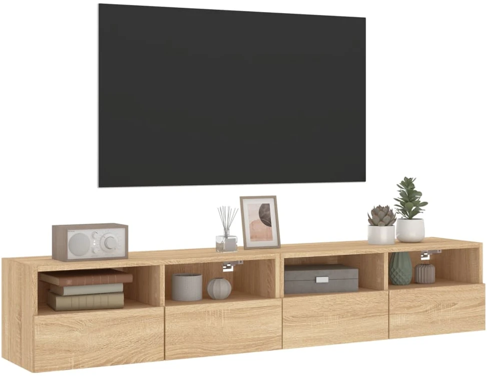TV staliukas Sieninės TV spintelės, 2vnt., ąžuolo, 80x30x30cm, mediena