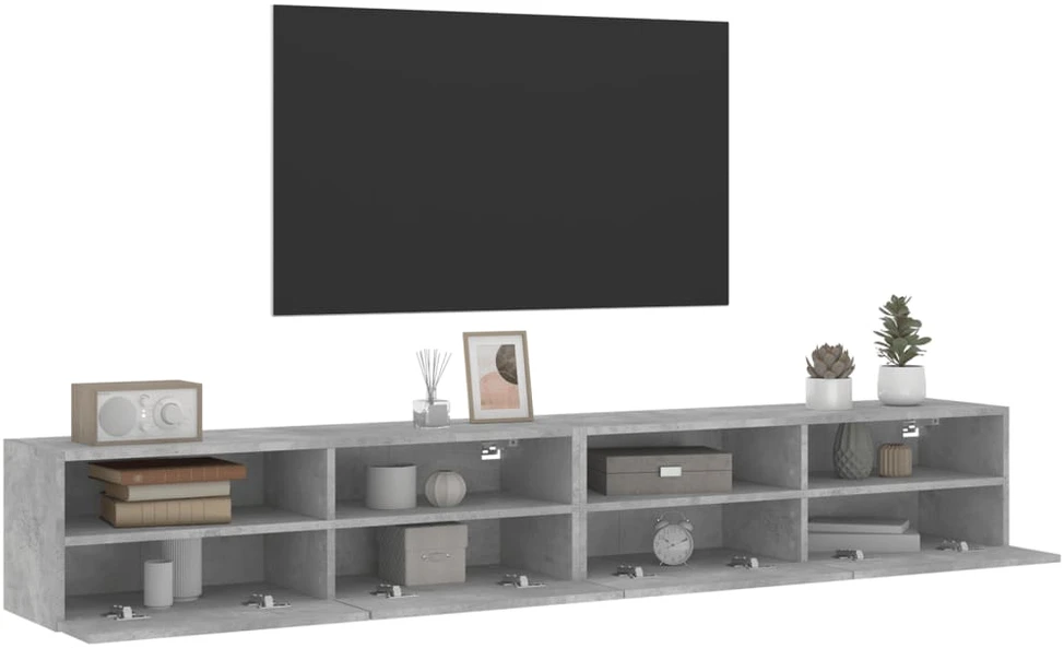 TV staliukas Sieninės TV spintelės, 2vnt., betono, 100x30x30cm, mediena