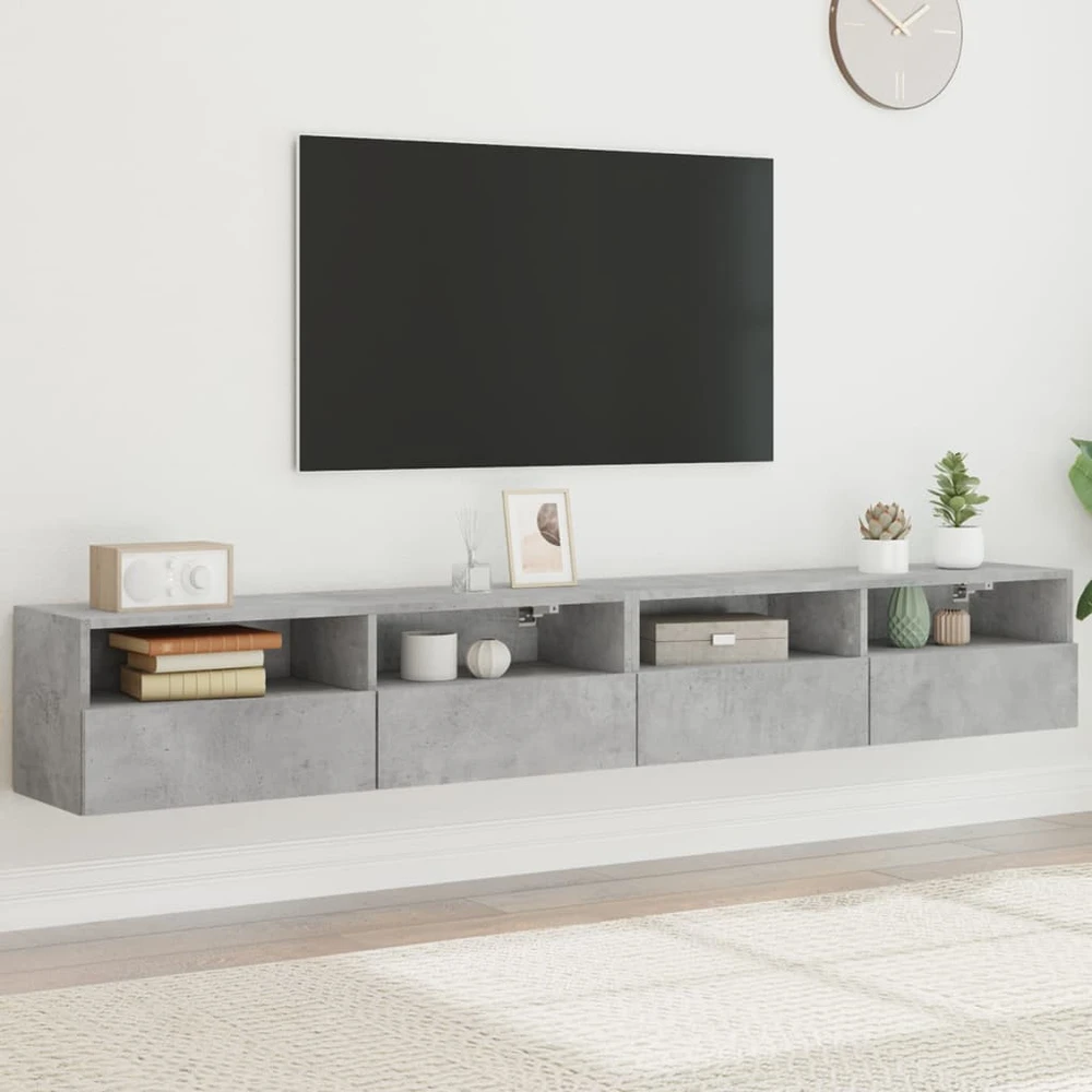 TV staliukas Sieninės TV spintelės, 2vnt., betono, 100x30x30cm, mediena